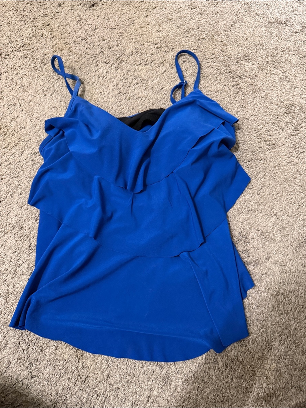 Blue Ruffle Spaghetti Strap Women's Top